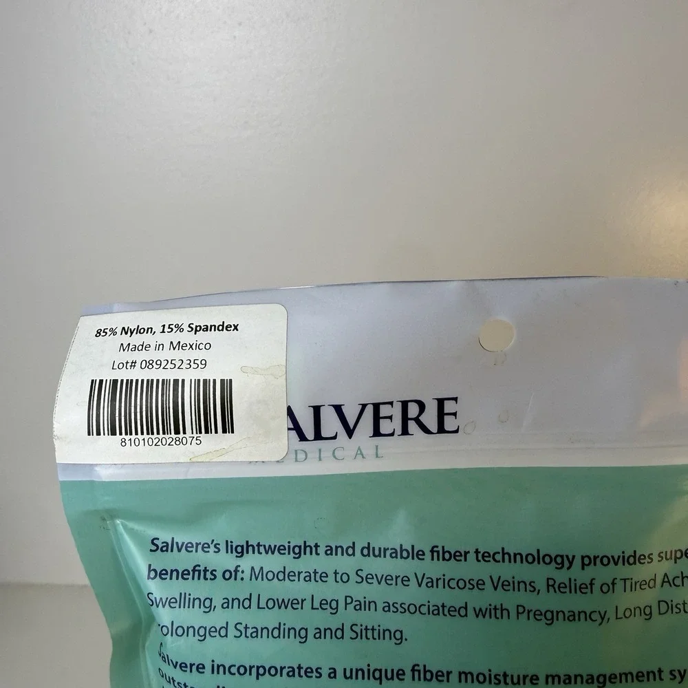 SALVERE MEDICAL Unisex Compression Socks NEW 15-20 MM/Knee High/ Large White